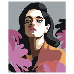 Портрет брюнетки поп-арт Раскраска картина по номерам на холсте PA218 40х50