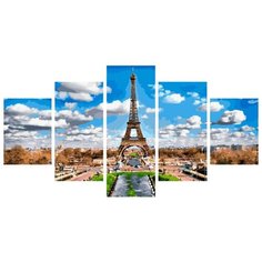 Модульная Картина по номерам Paintboy WX 1110 Эйфелева башня в облаках 2 шт. 30х40 см + 2 шт. 30х60 см + 1 шт. 30х80 см
