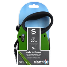 Alcott Adventure S - Поводок-рулетка для собак 5 метров до 20 кг, лента 275.541 Зеленый