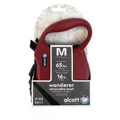 Alcott Wanderer M - Поводок-рулетка для собак 5 метров до 30 кг, лента 275.221 Бордовый