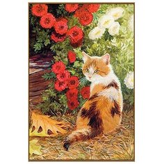 Алмазная мозаика Milato "Кошечка в цветах", 20*28 см, 36 цветов