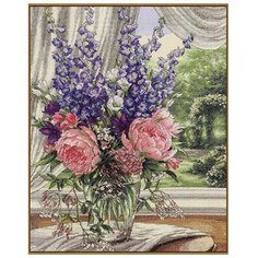 Алмазная мозаика Milato "Пионы и дельфиниумы", 20*25 см, 31 цвет
