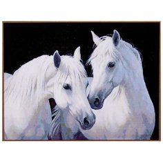 Алмазная мозаика Milato "Пара белых лошадей", 26*20 см, 20 цветов