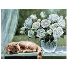 Картина по номерам PK 79011 Белые розы (Воробьёва Ольга) 40*50 Эксклюзив Paintboy