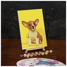 Картина по номерам Школа талантов на холсте, с подрамником "Щенок корги", 30*20 см