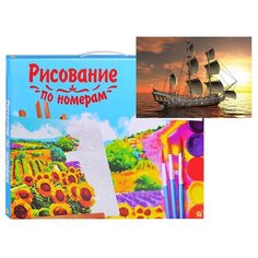 Картина по номерам Рыжий кот Холст с красками, 30*40 см, Парусник в океане на закате (Х-6526)