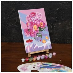 Картина по номерам Школа талантов на холсте, с подрамником "Букет пионов", 30*20 см