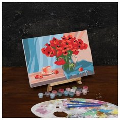 Картина по номерам Школа талантов на холсте, с подрамником "Букет из маков", 30*20 см