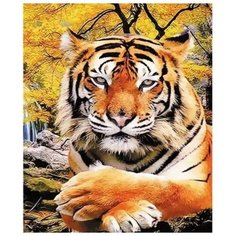 Картина по номерам New World "Большой тигр под золотистым деревом" 20x30 см QM914