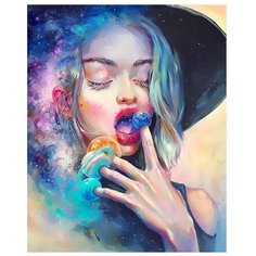Картина по номерам New World "Девушка и космос" 40x50 см Q4149