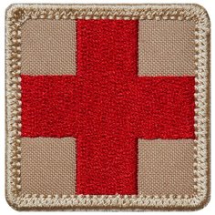 Нашивка (шеврон патч patch) "Медицинский крест", вышивка на липучке, 5 x 5 см, тан Teamzlo Workshop