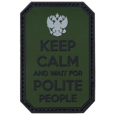 Нашивка (шеврон патч patch) "Keep calm and wait for polite people", на липучке, 5 x 7.5 см Teamzlo Workshop