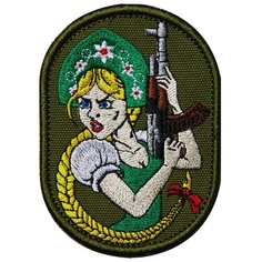 Нашивка (шеврон патч patch) "Русская автоматчица", вышивка на липучке, 6.4 x 8.9 см Teamzlo Workshop