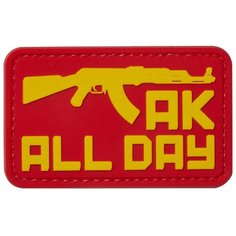 Нашивка (шеврон патч patch) "AK all day", на липучке, 7.4 x 4.5 см Teamzlo Workshop