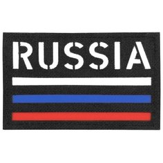 Нашивка (шеврон патч patch) "Russia + триколор", Call Sign Patch на липучке, 8 x 5 см, черный East Military