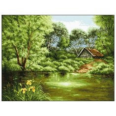 Алмазная вышивка Яркие Грани "Домик у пруда", размер 75х58см, 29 цветов