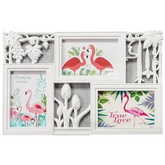 Фоторамка пластик на 3 фото 10х15 см "Тюльпаны и виноград" белая 26х40 см 3938482 Сима ленд