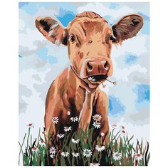 Корова с ромашками Раскраска картина по номерам на холсте Z-NA87 40х50