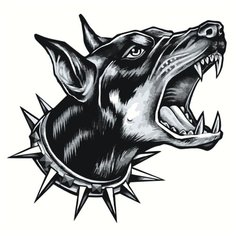 Злой доберман в ошейнике Раскраска картина по номерам на холсте Z-AB577 40х40