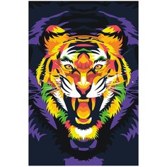 Тигр неоновый Раскраска картина по номерам на холсте FU72 40х60