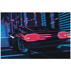 Автомобиль неоновый Раскраска картина по номерам на холсте FU48 40х60