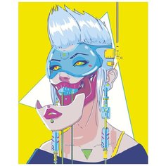 Неоновая девушка трансформер киберпанк Раскраска картина по номерам на холсте FU57 40х50
