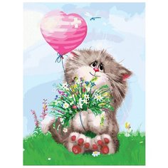Картина по номерам "Кот с букетом", 30x40 см Белоснежка