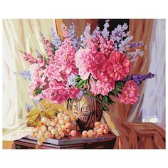 Картина по номерам "Виноградно-пионовое" Елены Самарской, 40x50 см Белоснежка