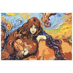 Картина по номерам Живопись по Номерам "Девушка со львом", 40x60 см
