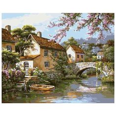 Картина по номерам Белоснежка "Деревенька у канала", 40x50 см