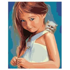 Картина по номерам, 100 x 125, KTMK-girlwithcat, "Живопись по номерам", набор для раскрашивания, раскраска