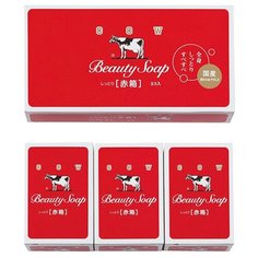 Cow Brand Мыло туалетное молочное увлажняющее с ароматом роз 100 гр 3 шт