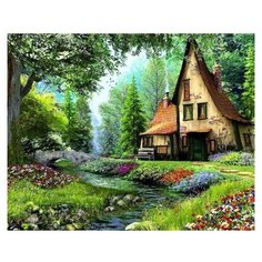 Алмазная вышивка Яркие Грани "Домик на опушке", размер 63х50см, 57 цветов