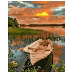 Лодка на закате Цветной