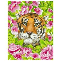Картина по номерам GX 39087 Тигр в цветах 40*50 Paintboy