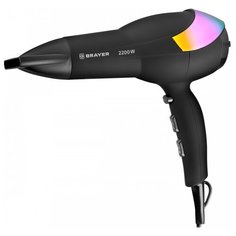 Фен BRAYER BR3003, 2200 Вт, 2 скорости, 3 температурных режима, холодный воздух, покрытие soft-touch, шнур 1,8 м, черный