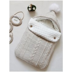 Конверт на выписку Мамины записки вязаный Лен (весна/осень)