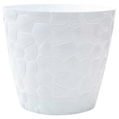 Кашпо РОССПЛАСТ с поддоном Камешки № 3 22 х 22 х 19.5 см белый