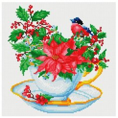 Алмазная мозаика на подрамнике 30х30 см Белоснежка 585-ST-S Снегирь