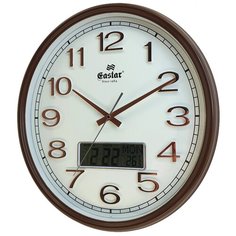 Часы настенные большие овальные с календарем и термометром Gastar T 5130 JI размер 38х42 см