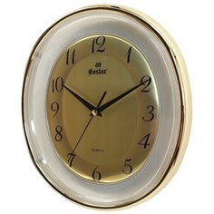 Настенные часы овальные кварцевые Gastar 934 C циферблат и ободок под золото размер 28х30 см