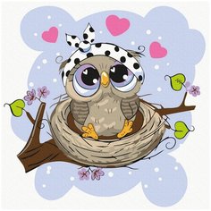 Картина по номерам Molly 20х20 см Сова в гнезде