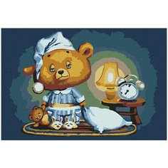 Картина по номерам Molly 20х30 см Сонный медвежонок Котеин