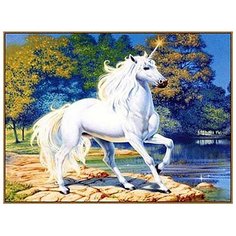 Алмазная мозаика Milato "Единорог у синего озера", 20*27 см, 23 цвета