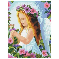Картина стразами Ангел с цветами 30 x 40 см Ah00161 Алмазное хобби