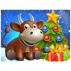 Картина стразами Бычок 20 х 15 см Ah5469 Алмазное хобби