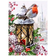 Картина стразами Снегирь на фонаре 20 x 30 см Ah5258 Алмазное хобби