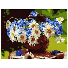 Картина по номерам 15х20 КОРЗИНА ПОЛЕВЫХ ЦВЕТОВ (15 цветов) Molly