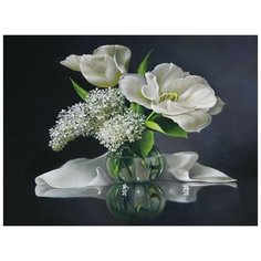 Алмазная мозаика 15х20 БЕЛЫЙ БУКЕТ (16 цветов) Molly