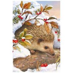 Картина стразами Ёжик в снегу 20 x 30 см Ah5256 Алмазное хобби